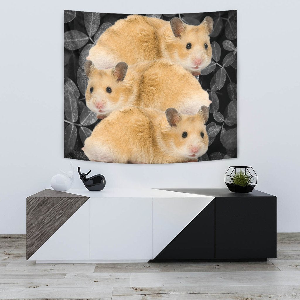 Golden Hamster On Black Print Tapestry-Free Shipping - Deruj.com