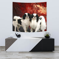 Japanese Chin On Red Print Tapestry-Free Shipping - Deruj.com