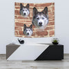 Siberian Husky On Wall Print Tapestry-Free Shipping - Deruj.com