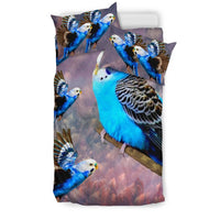 Blue Budgie (Budgerigar) Bird Print Bedding Set-Free Shipping - Deruj.com