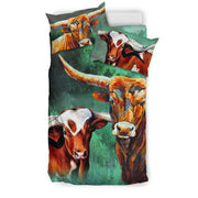 Beautiful Texas Longhorn Cattle (Cow) Print Bedding Set-Free Shipping - Deruj.com