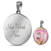 Creamy Unicorn Print Circle Pendant Luxury Necklace-Free Shipping - Deruj.com