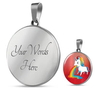 Unicorn Rainbow Print Circle Pendant Luxury Necklace-Free Shipping - Deruj.com
