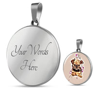 Brussels Griffon Print Circle Pendant Luxury Necklace-Free Shipping - Deruj.com