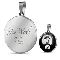 Siberian Husky Dog Print Circle Pendant Luxury Necklace-Free Shipping - Deruj.com