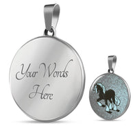 Clydesdale Horse Print Circle Pendant Luxury Necklace-Free Shipping - Deruj.com