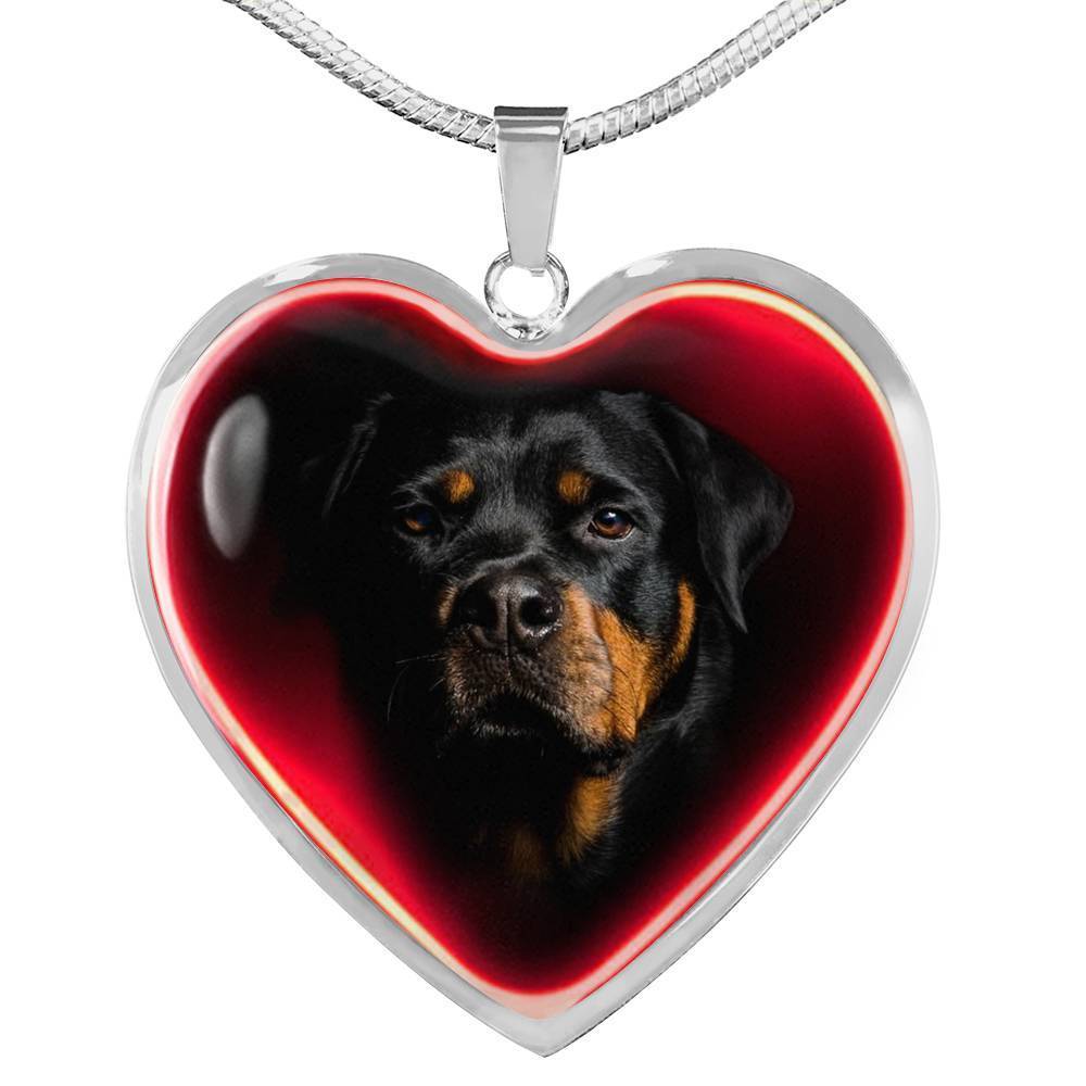Rottweiler Dog Print Heart Charm Necklaces-Free Shipping - Deruj.com