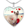 Cute Tonkinese Cat Print Heart Pendant Luxury Necklace-Free Shipping - Deruj.com