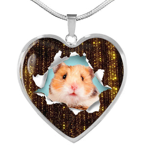 Syrian Hamster Print Heart Charm Necklaces-Free Shipping - Deruj.com