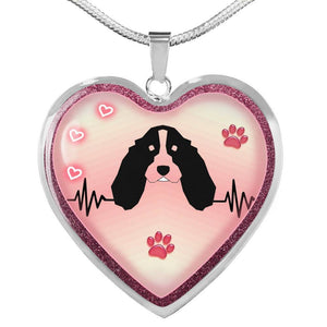 English Springer Spaniel Dog Print Heart Charm Necklaces-Free Shipping - Deruj.com