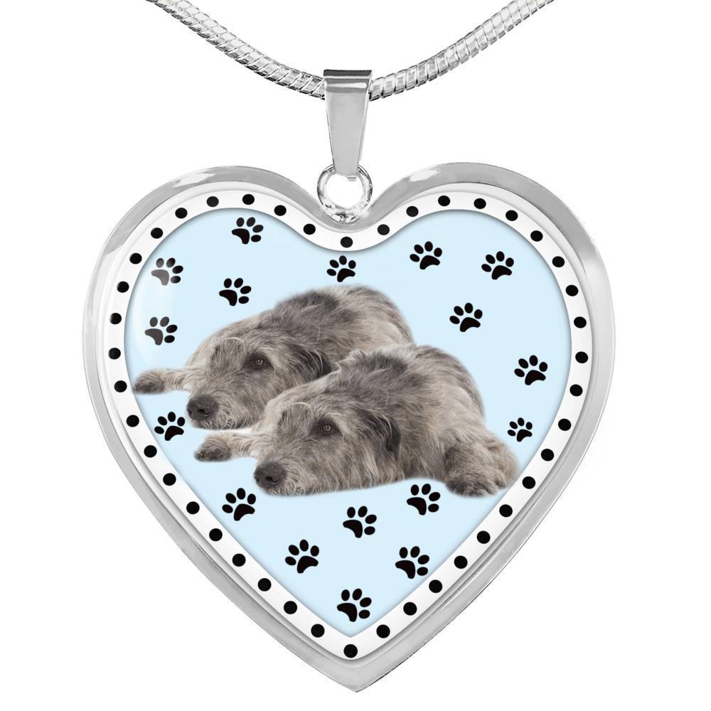 Irish Wolfhound Dog Print Heart Pendant Luxury Necklace-Free Shipping - Deruj.com