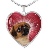 Tibetan Spaniel Print Heart Pendant Luxury Necklace-Free Shipping - Deruj.com