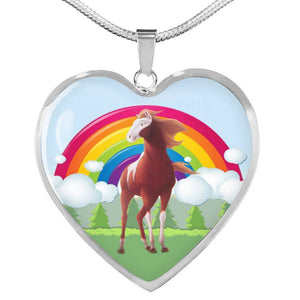 American Paint Horse Print Heart Pendant Luxury Necklace-Free Shipping - Deruj.com