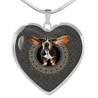 Amazing Basset Hound Dog Print Heart Pendant Luxury Necklace-Free Shipping - Deruj.com