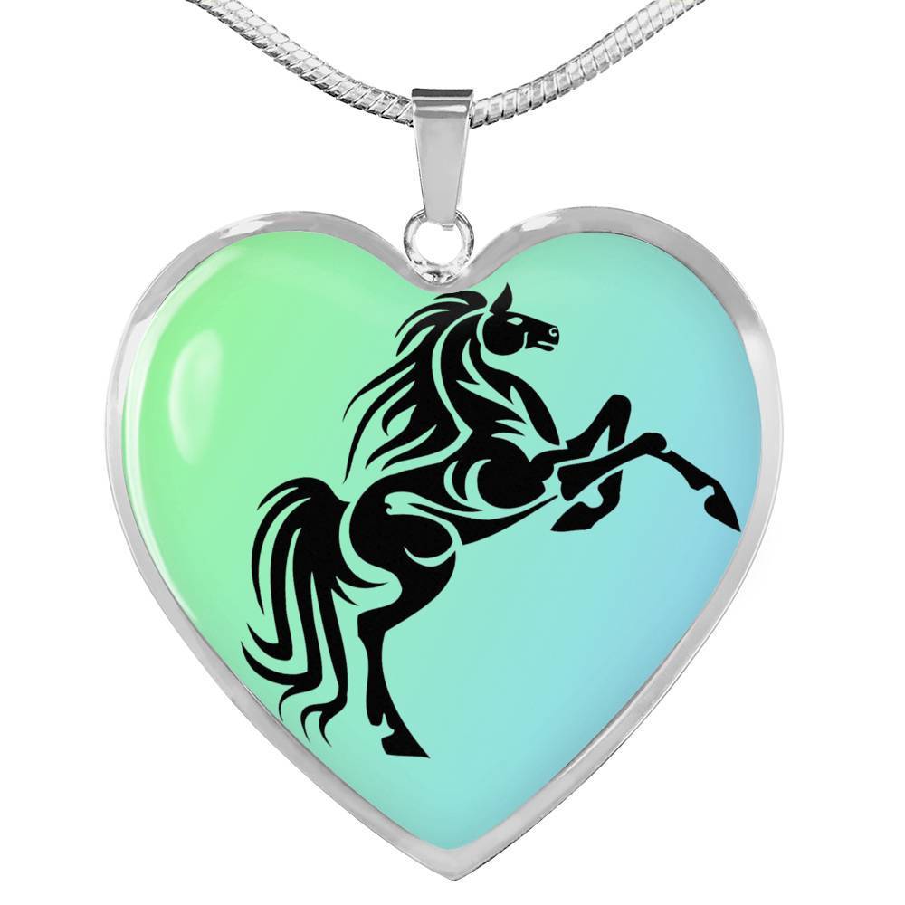 Amazing Horse Vector Print Heart Charm Necklaces-Free Shipping - Deruj.com