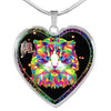 Colorful Cat Print Heart Charm Necklaces-Free Shipping - Deruj.com