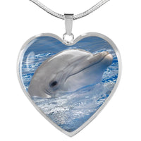 Cute Dolphin Print Heart Pendant Luxury Necklace-Free Shipping - Deruj.com