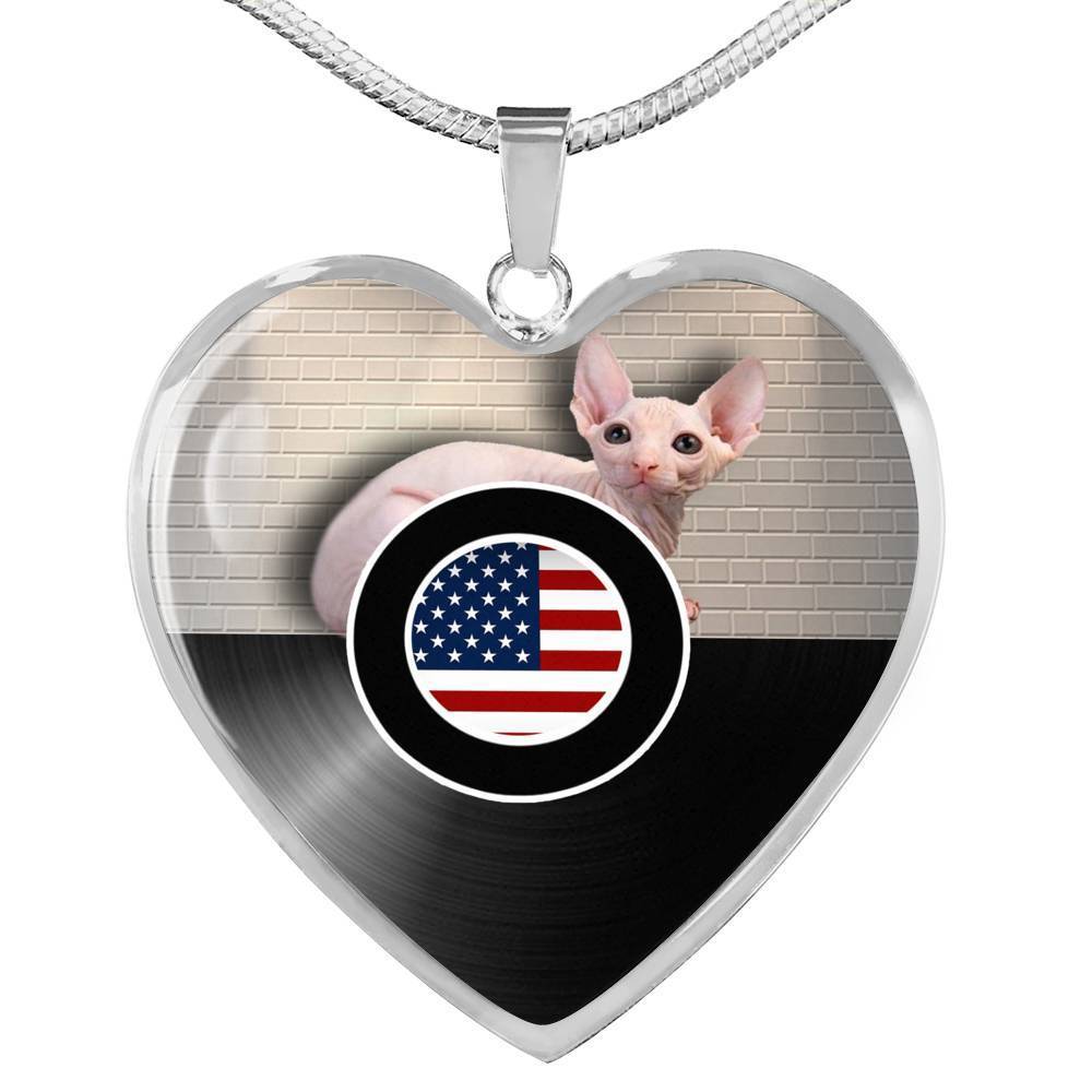 Sphynx Cat Print Heart Pendant Luxury Necklace-Free Shipping - Deruj.com
