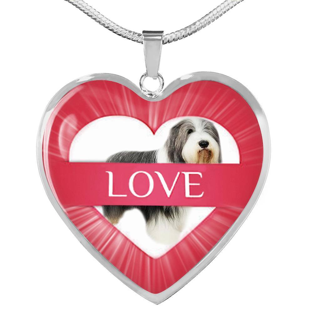 Bearded Collie Print Heart Pendant Luxury Necklace-Free Shipping - Deruj.com