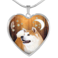 Cute Akita Dog Print Heart Pendant Luxury Necklace-Free Shipping - Deruj.com
