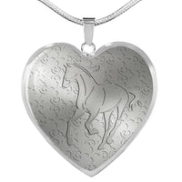 Thoroughbred Horse Print Heart Pendant Luxury Necklace-Free Shipping - Deruj.com