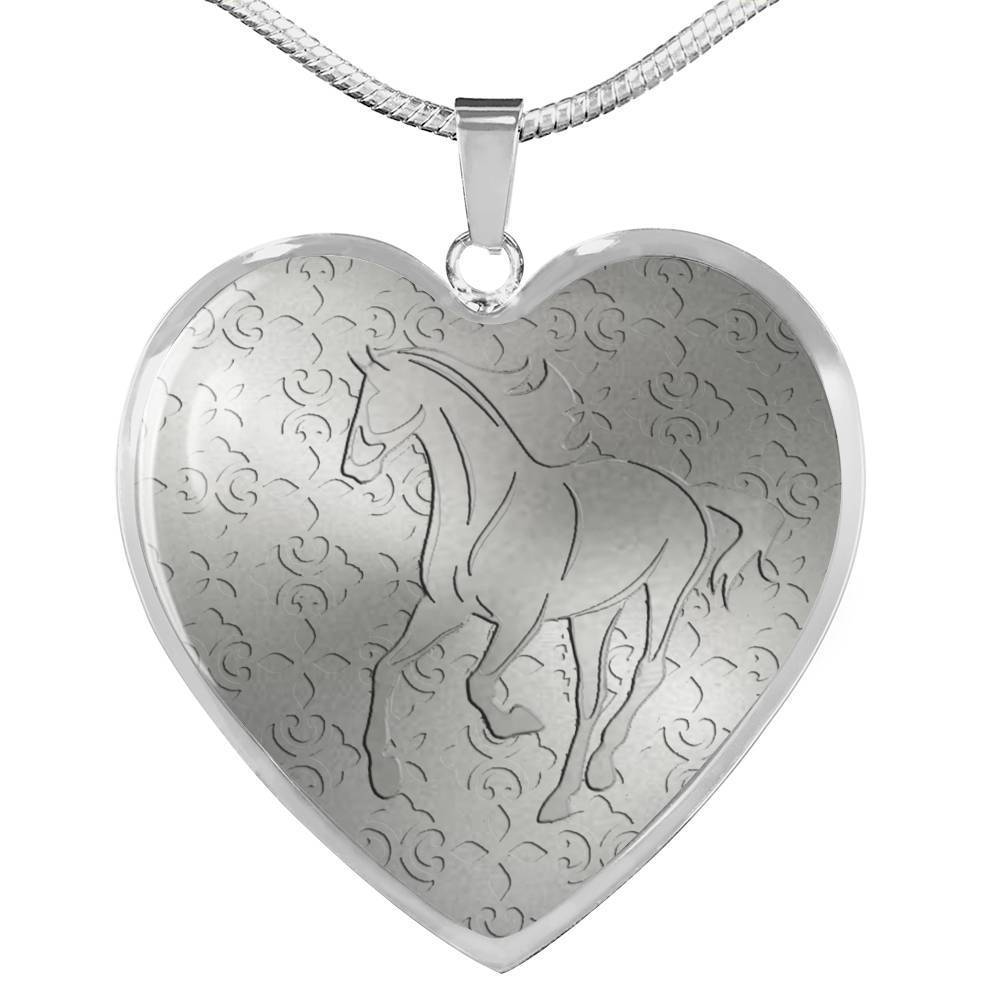 Thoroughbred Horse Print Heart Pendant Luxury Necklace-Free Shipping - Deruj.com