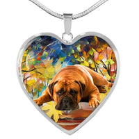 Bullmastiff Print Heart Pendant Luxury Necklace-Free Shipping - Deruj.com