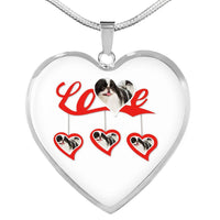 Japanese Chin Print Heart Charm Luxury Necklace -Free Shipping - Deruj.com
