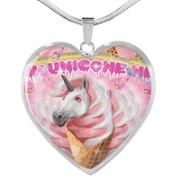 Creamy Unicorn Print Heart Pendant Luxury Necklace-Free Shipping - Deruj.com