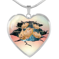 Golden Hamster Hanging Print Heart Charm Necklaces-Free Shipping - Deruj.com
