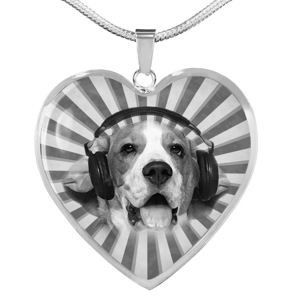 Cute Beagle Print Heart Charm Necklace-Free Shipping - Deruj.com