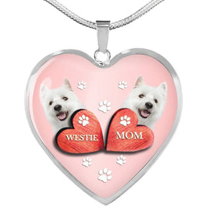 West Highland White Terrier (Westie) Print Heart Charm Luxury Necklace-Free Shipping - Deruj.com