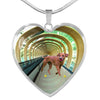 Rhodesian Ridgeback Dog Print Heart Pendant Luxury Necklace-Free Shipping - Deruj.com