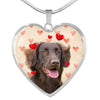 Flat Coated Retriever Print Heart Pendant Luxury Necklace-Free Shipping - Deruj.com