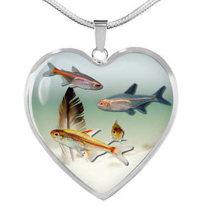 Glowlight Tetra Print Heart Charm Necklace-Free Shipping - Deruj.com