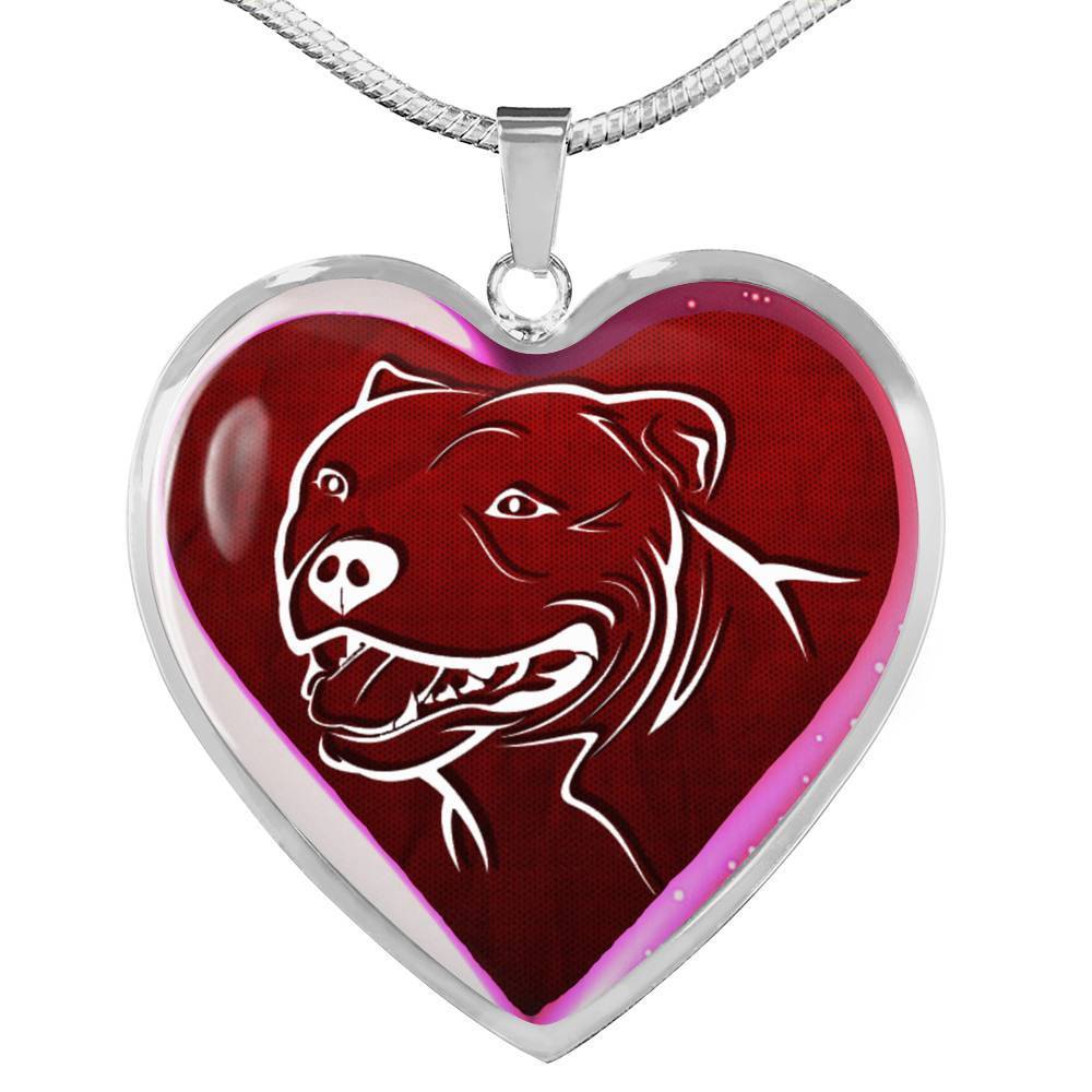 Pit Bull Terrier Dog Print Heart Charm Necklaces-Free Shipping - Deruj.com