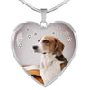 English Foxhound Print Heart Pendant Luxury Necklace-Free Shipping - Deruj.com