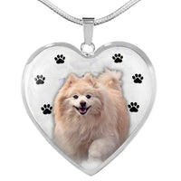 Cute Pomeranian Print Heart Charm Necklace-Free Shipping - Deruj.com