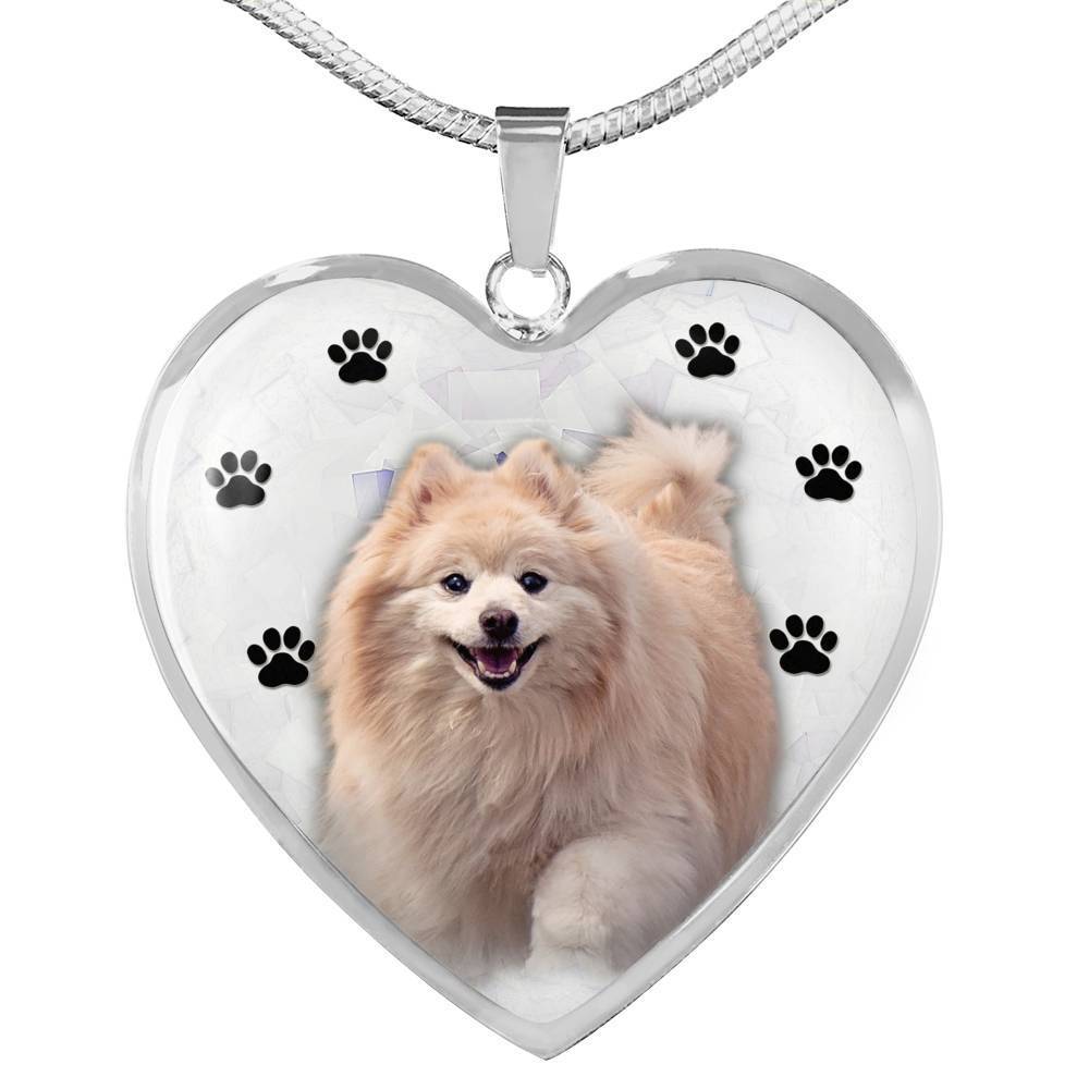 Cute Pomeranian Print Heart Charm Necklace-Free Shipping - Deruj.com
