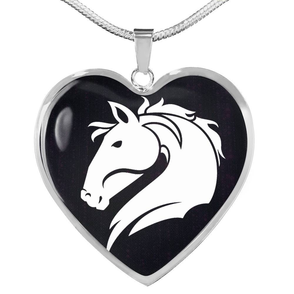 Friesian Horse Vector Art Print Heart Charm Necklaces-Free Shipping - Deruj.com