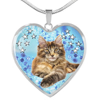 Cute Maine Coon Print Heart Pendant Luxury Necklace-Free Shipping - Deruj.com