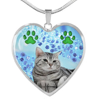 Cute American Shorthair Print Heart Pendant Luxury Necklace-Free Shipping - Deruj.com