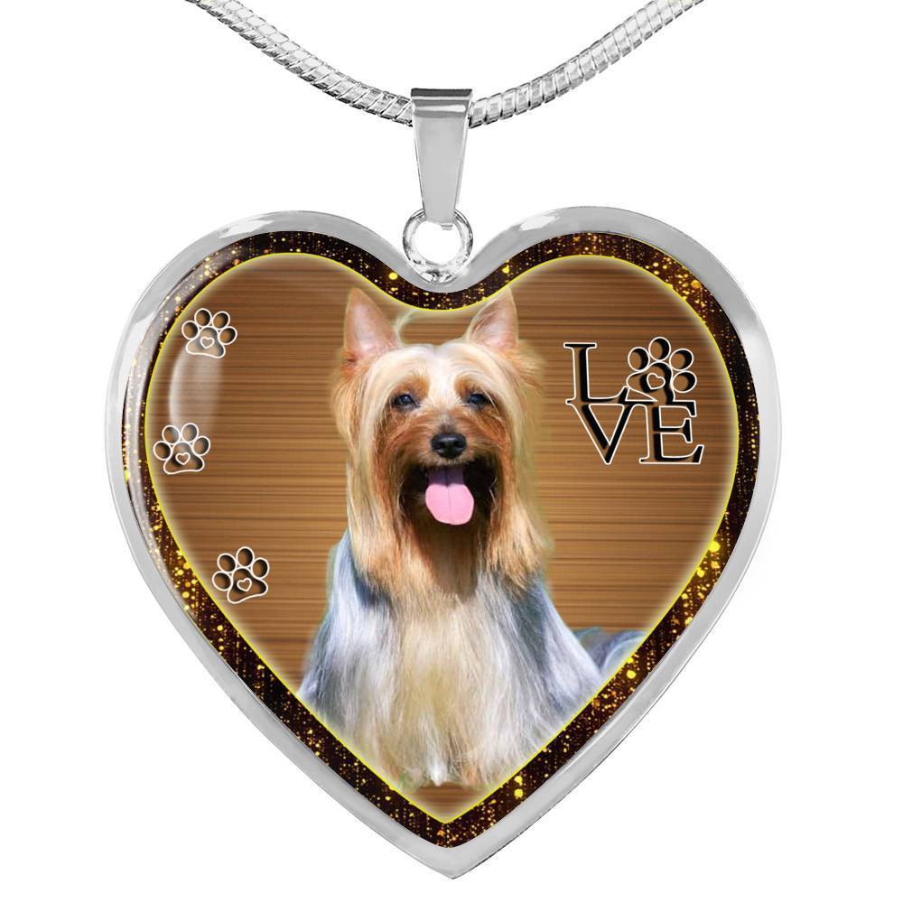 Australian Silky Terrier Dog Print Heart Charm Necklaces-Free Shipping - Deruj.com
