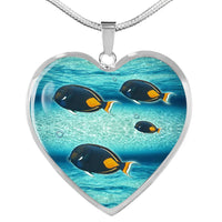Achilles Tang Fish Print Heart Charm Necklace-Free Shipping - Deruj.com