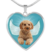 Cavapoo Dog Print Heart Pendant Luxury Necklace-Free Shipping - Deruj.com