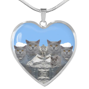 Cute British Shorthair Cat Print Heart Pendant Luxury Necklace-Free Shipping - Deruj.com