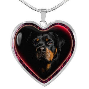 Lovely Rottweiler Dog Print Heart Charm Necklaces-Free Shipping - Deruj.com