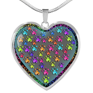 Colorful Paws Print Heart Charm Necklaces-Free Shipping - Deruj.com