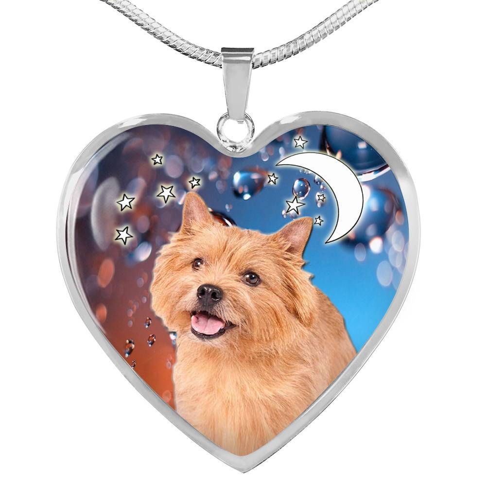 Norwich Terrier Print Heart Pendant Luxury Necklace-Free Shipping - Deruj.com