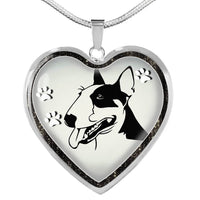Bull Terrier Dog Art Print Heart Charm Necklaces-Free Shipping - Deruj.com